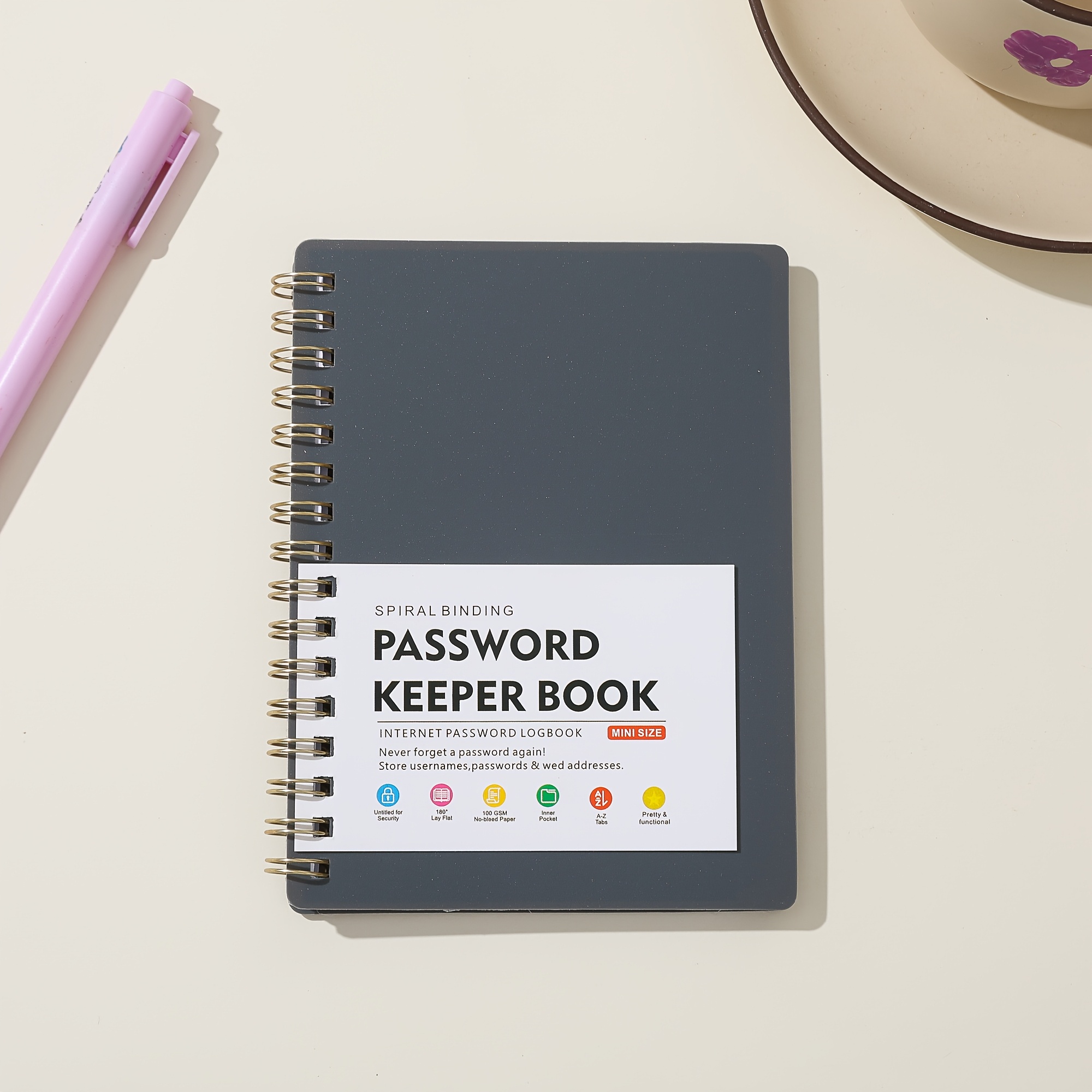 Pocket Size Book 5.7"x4.2" Internet Login Spiral Notebook With Alphabetical Tabs For Address Phone Number Organizer
