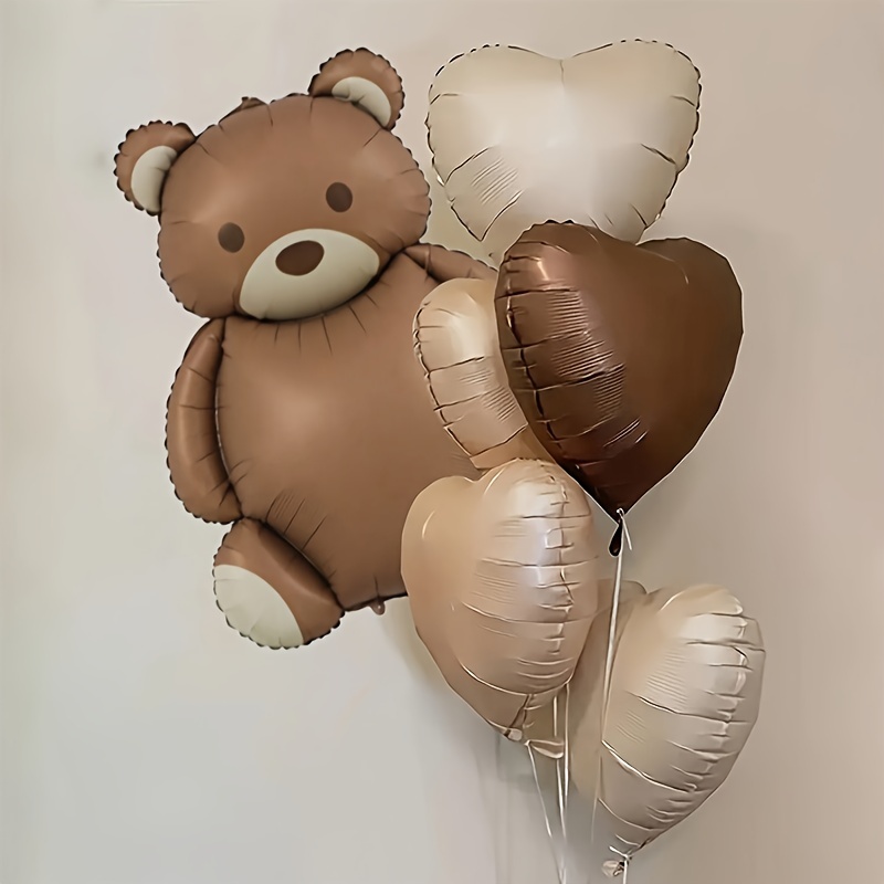 

6pcs, Bear Heart Balloon Set, Birthday Party Decor, Anniversary Decor, Graduation Decor, Holiday Decor, Baby Shower Decor, Indoor Outdoor Decor, Home Decor, Room Decor