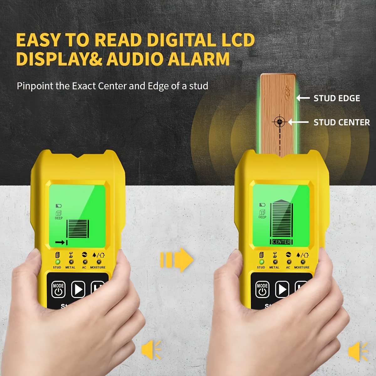 Stud Finder Wandscanner en vochttester 2-in-1 PIGADA ZK01 Locator 6 standen Digitale wanddetector voor hout, metaal en hoogspanningskabels