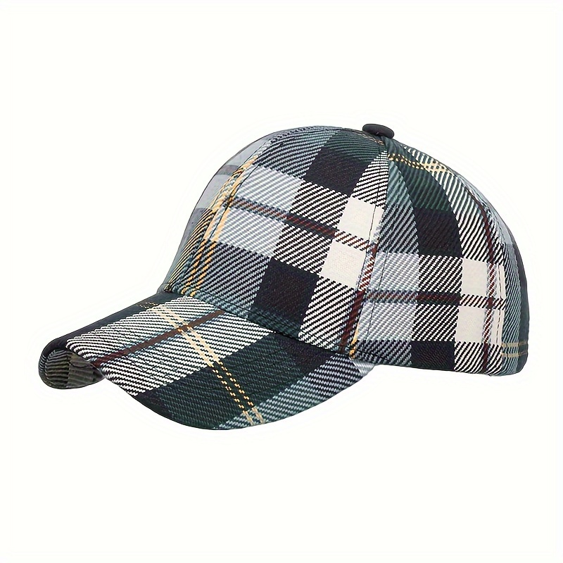 TEMU Casquette de Baseball à Carreaux pour Couple, Chapeau Duckbill Décontracté Mode pour Femmes pour Pêche et Randonnée Air