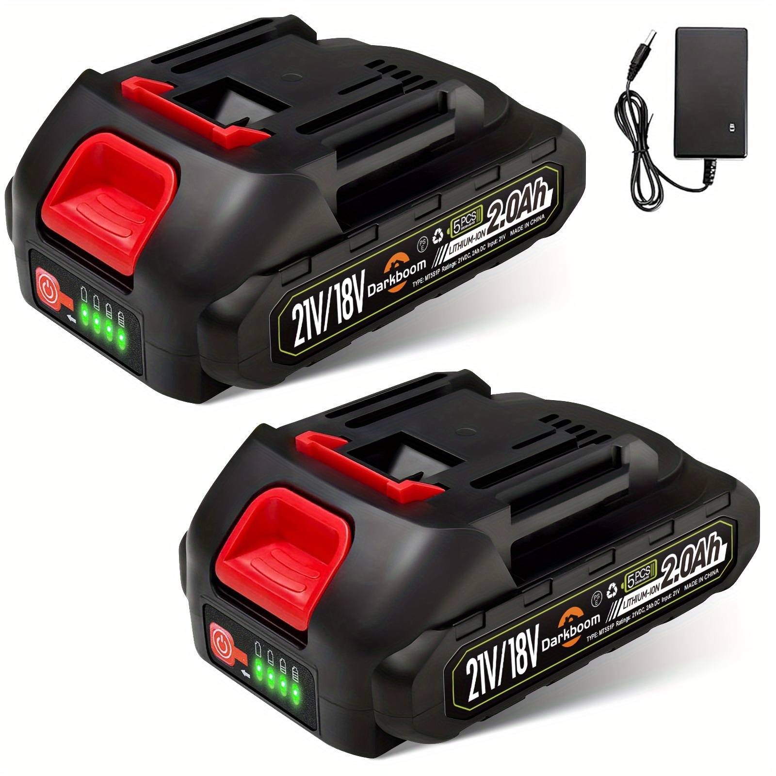 item picture 2 in 1pc 21v battery with power indicator light 2000mah battery for 20v 21v cordless power tools including charger ac 110v 240v lithium   for makita   leaf blower     chainsaw power washer