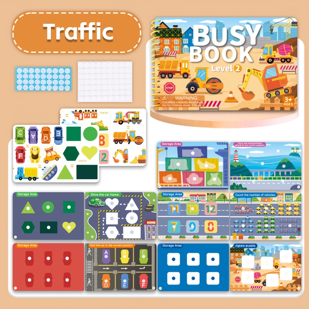 Image of Quiet Busy Book, Animals, Traffic, Princesses And Supermarkets Themes Cartoon Sticker Books, Sticker Educational Game Paste Gifts
