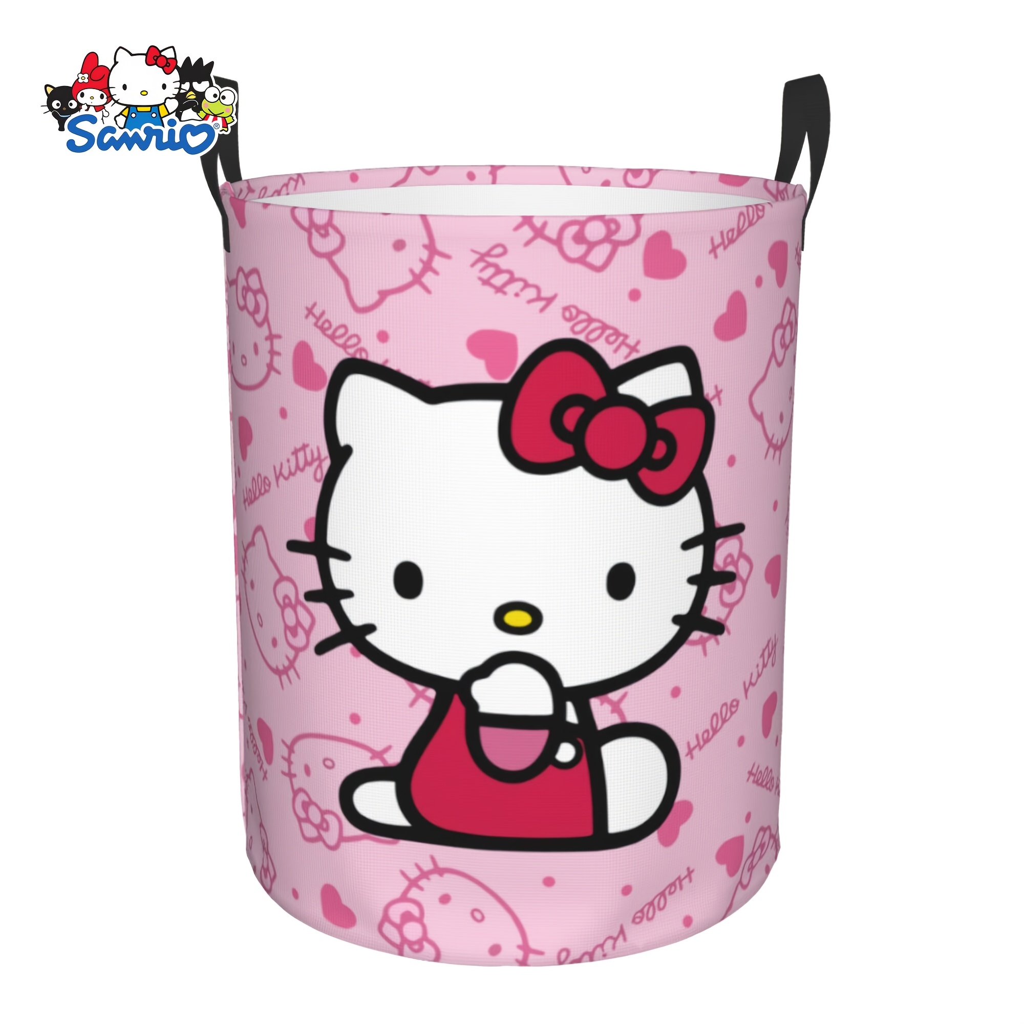 

1pc Hello Kitty Waterproof Laundry Hamper -portable Storage Hamper With Sturdy Handle, Waterproof Oxford Cloth, Easy To Store And Collapsible Design-sanrio Official, Sanrio, Laundry Baskets