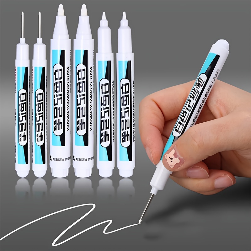 

5pcs/6pcs White Marker Pen Graffiti Pens Waterproof Gel Pencil Tire Notebook Glass Painting Pen 0.7mm 1mm 2.5mm