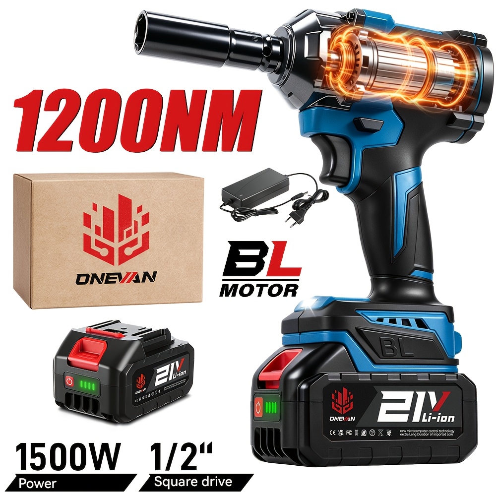 Upgraded 1200nm Brushless Impact Wrench, 4-speed Wireless Wrench Set, Wireless Drill Bits And Screwdrivers, Suitable For Home Improvement Diy, And Small Car And Motorcycle Repair.