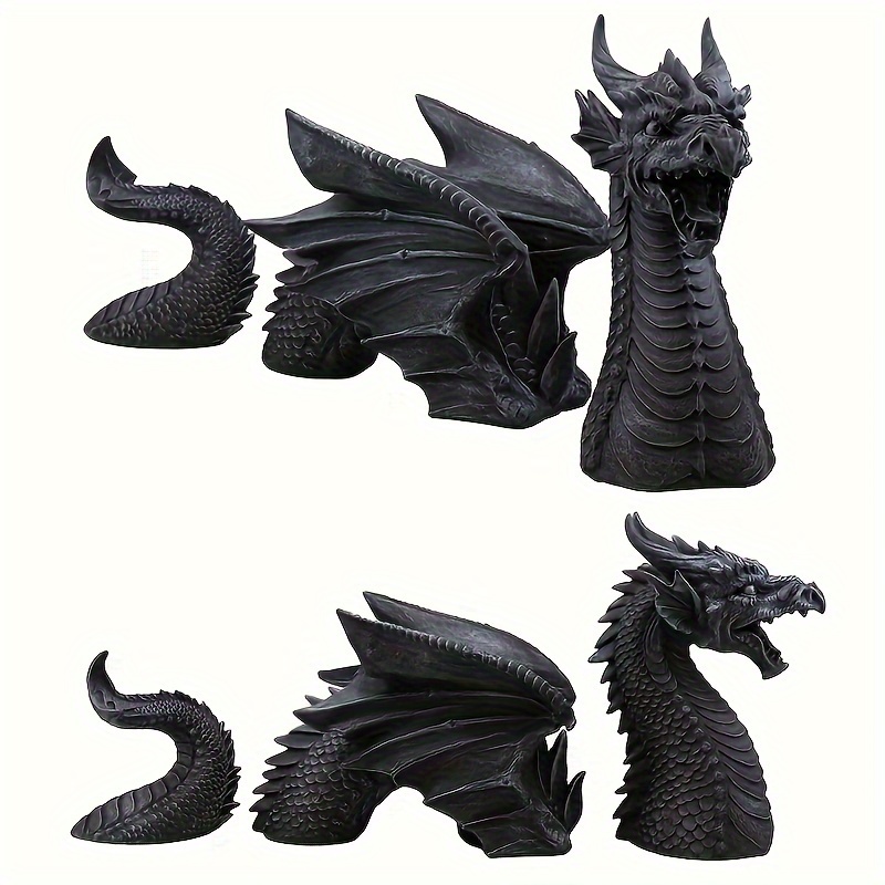 

1pc 3d Dragon Statue, Gothic Dragon Head Outdoor Garden Resin Crafts, Art Ornaments, Landscaping Diy Garden Sculptures, For Yard Lawn Balcony Home Decor