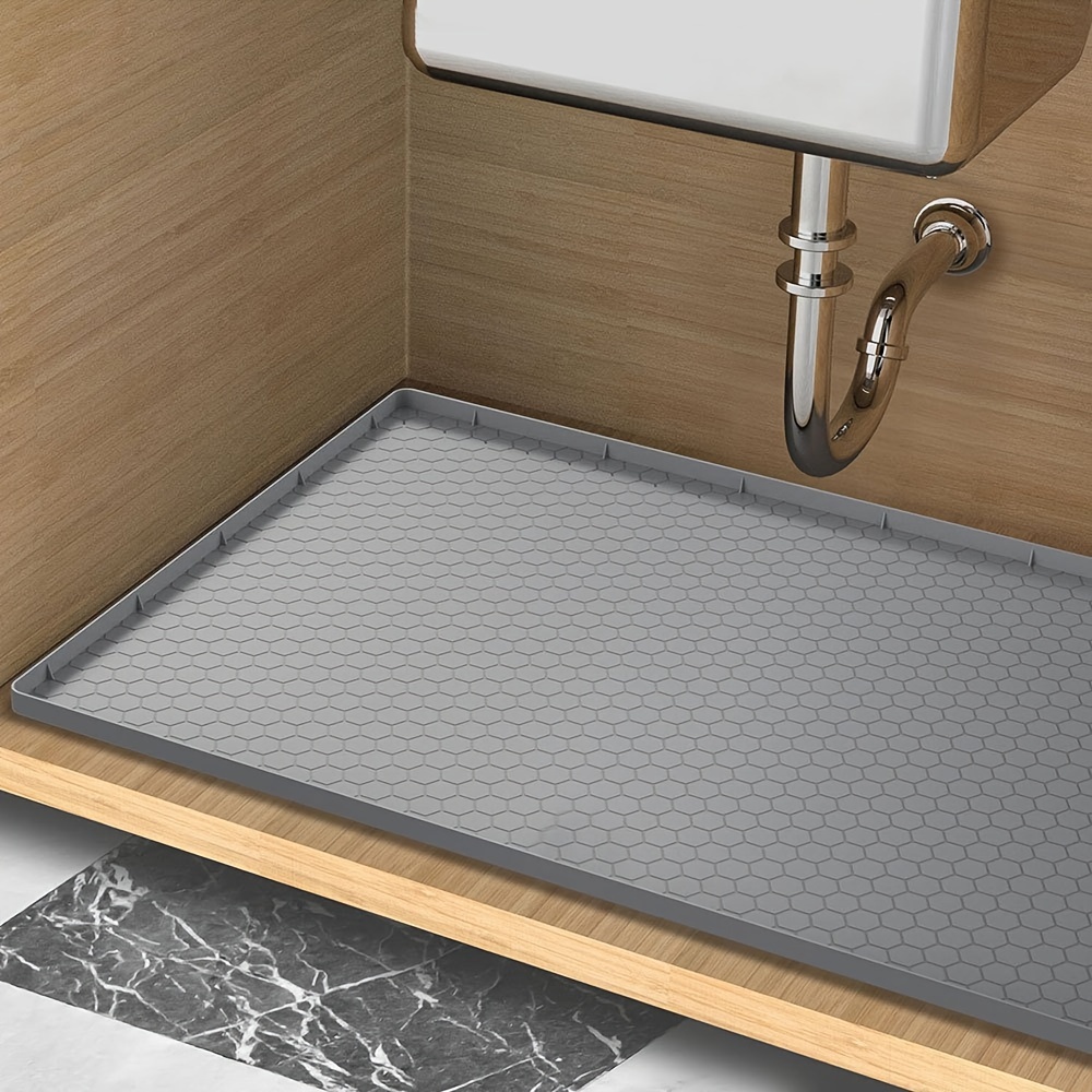 

Waterproof Sink Mat 28*19 Cabinet Liner For Kitchen And Bathroom, Shelf Protection Silicone Under Sink Tray, Kitchen Cabinet Organizer And Storage Sink