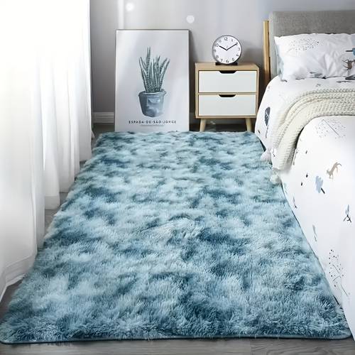 1pc of tie dye light gray ultra soft thick fluffy rug for living room tie dye soft plush area rug for bedroom fluffy carpet for room home decor