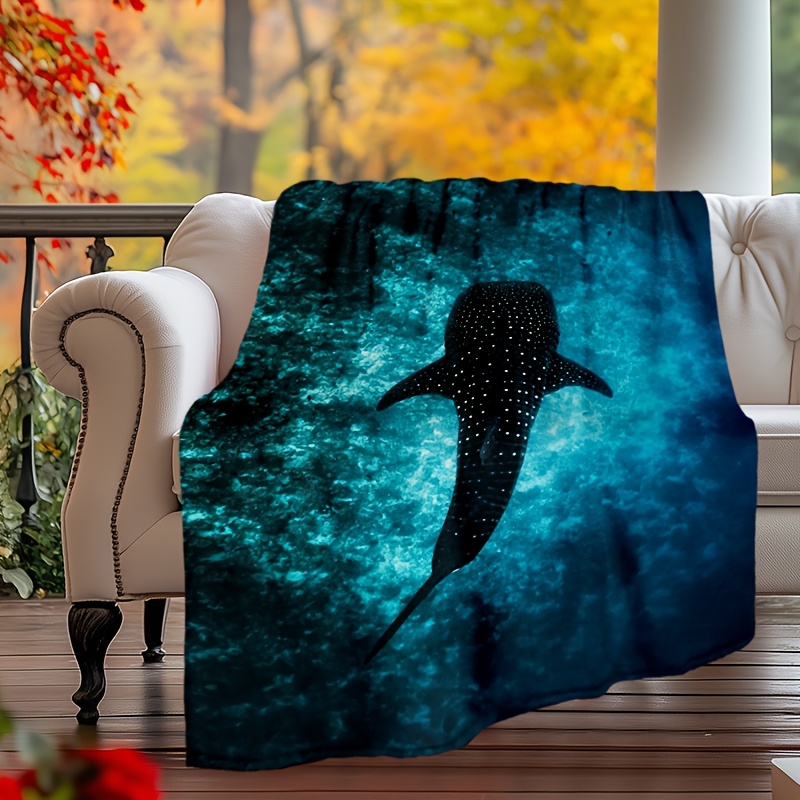 

1pc Shark Flannel Blanket For , Cozy Warm Soft Blanket For Travelling