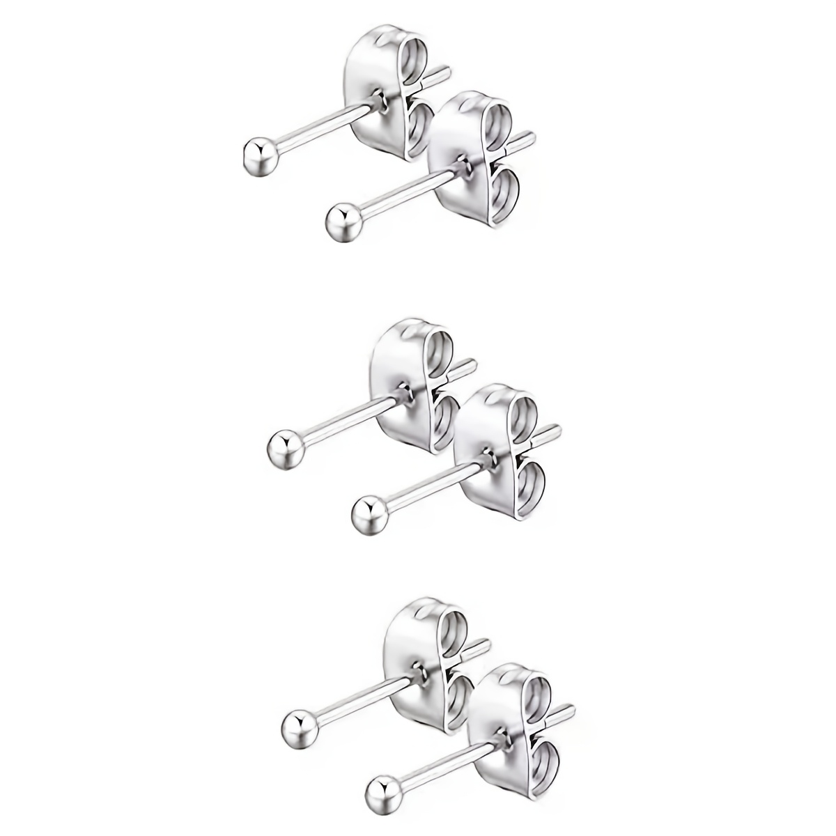 TEMU Ensemble de 3 paires de boucles d'oreilles sphériques à clous - Hypoallergéniques, durables, multi-tailles, tendance, design rétro polyvalent