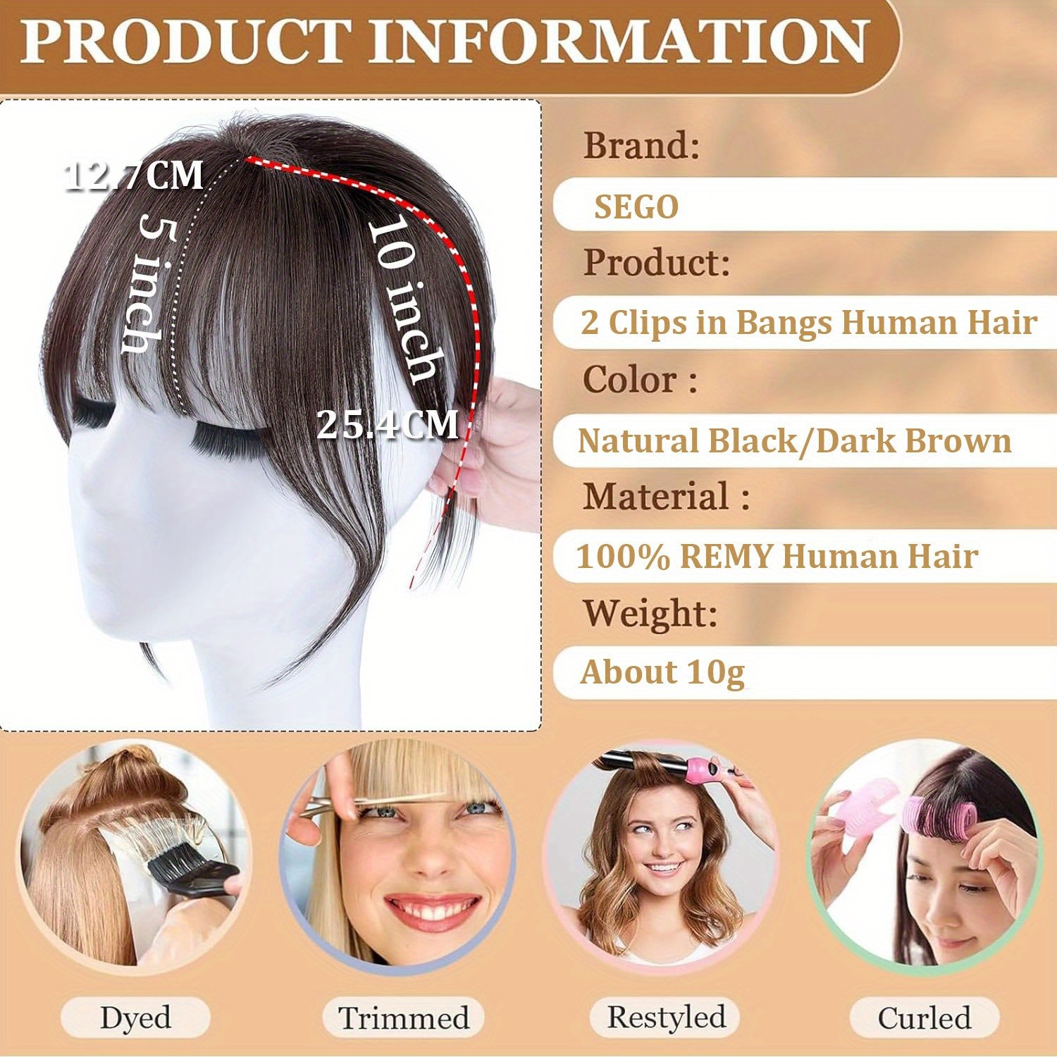 mothers day thin 3d wispy air fringe bangs clip in 100 real   human hair front hairpiece 360 cover     details 0