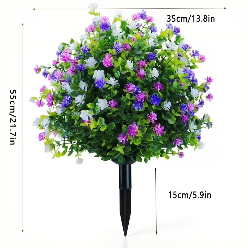 Image of 1pc Outdoor Artificial Flower Tree, Purple And White Mixed Camellia, Uv-resistant Plastic Material And Cone - Realistic Stone Texture, No Maintenance Required, Suitable For Garden, Terrace, Decoration
