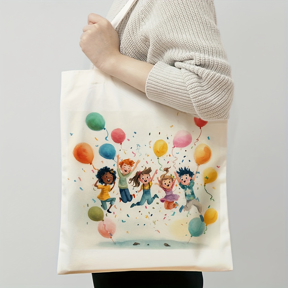1pc of a   illustration canvas tote bag measuring 13 8 by 15 8 inches this colorful and vibrant bag is ideal for everyday   and commuting its a fashionable reusable grocery tote