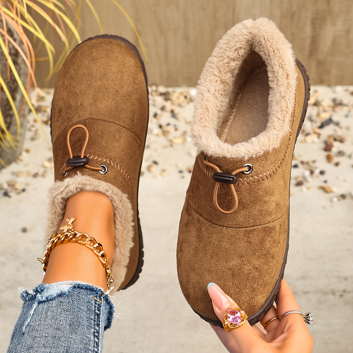 TEMU Women's Thickened Wide Toe Slip-on Warm Boots, Widened Toe Box, Multi-colors And Large Sizes, Easy Fashionable, Elegant Women's Shoes, Suitable