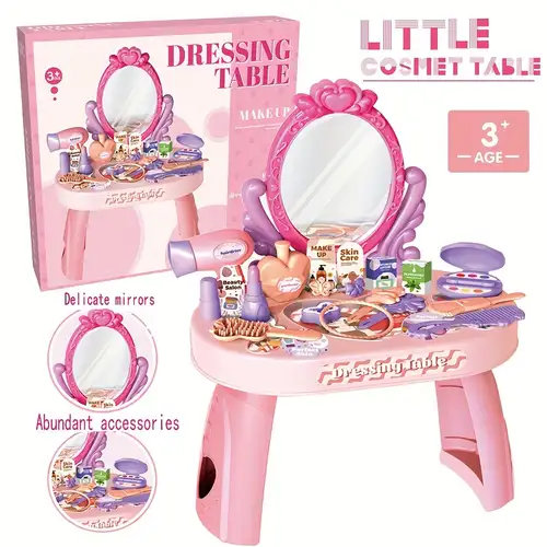 Table de toilette pour enfants, jouet princesse, cosmétiques, cadeau  d'anniversaire pour fille de 3 à