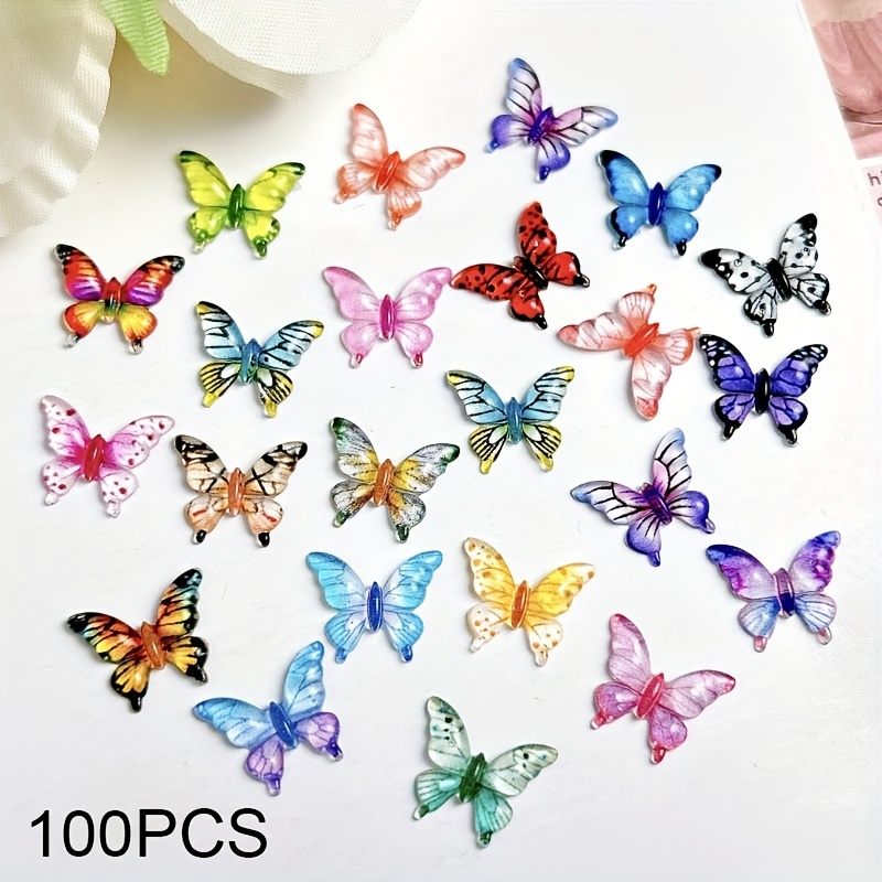 /100/200pcs Mini 3d Resin Butterflies - Multicolor Insect Decor For Nail Art, Jewelry & Wedding Crafts | Scrapbooking