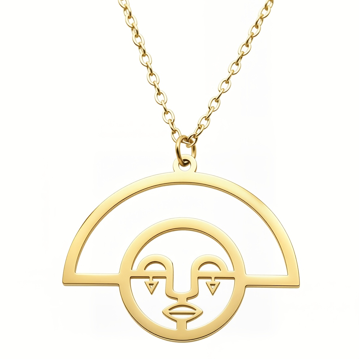 Abstract Face Symbol Pendant Necklace, Protection Amulet