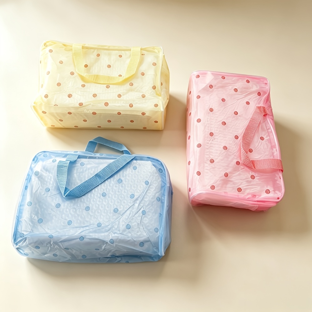 TEMU 3pcs Random Printed Bag Portable Outdoor Travel Bath Makeup Bag Women's Large Capacity Bag