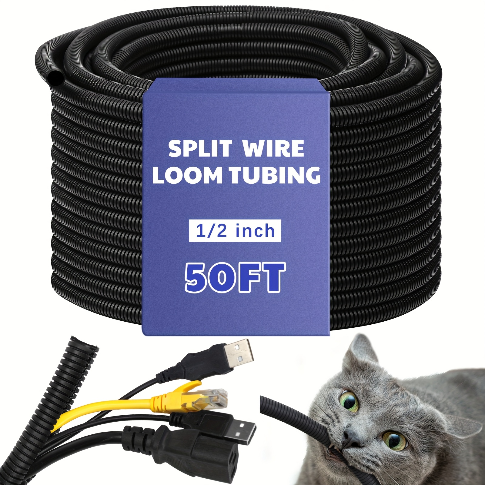10 Foot 3/4 Inch Split Wire Loom Tubing - Car Audio Cable Protector, Easy Install