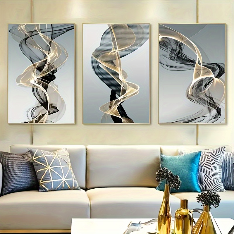 

3pcs Modern Abstract Ribbon Canvas Prints, Vibrant Nordic Wall Art For Bedroom & Living Room Decor - Eye-catching Design, High-definition, Fade-resistant, Printed Posters, 40cm*60cm, No Frame