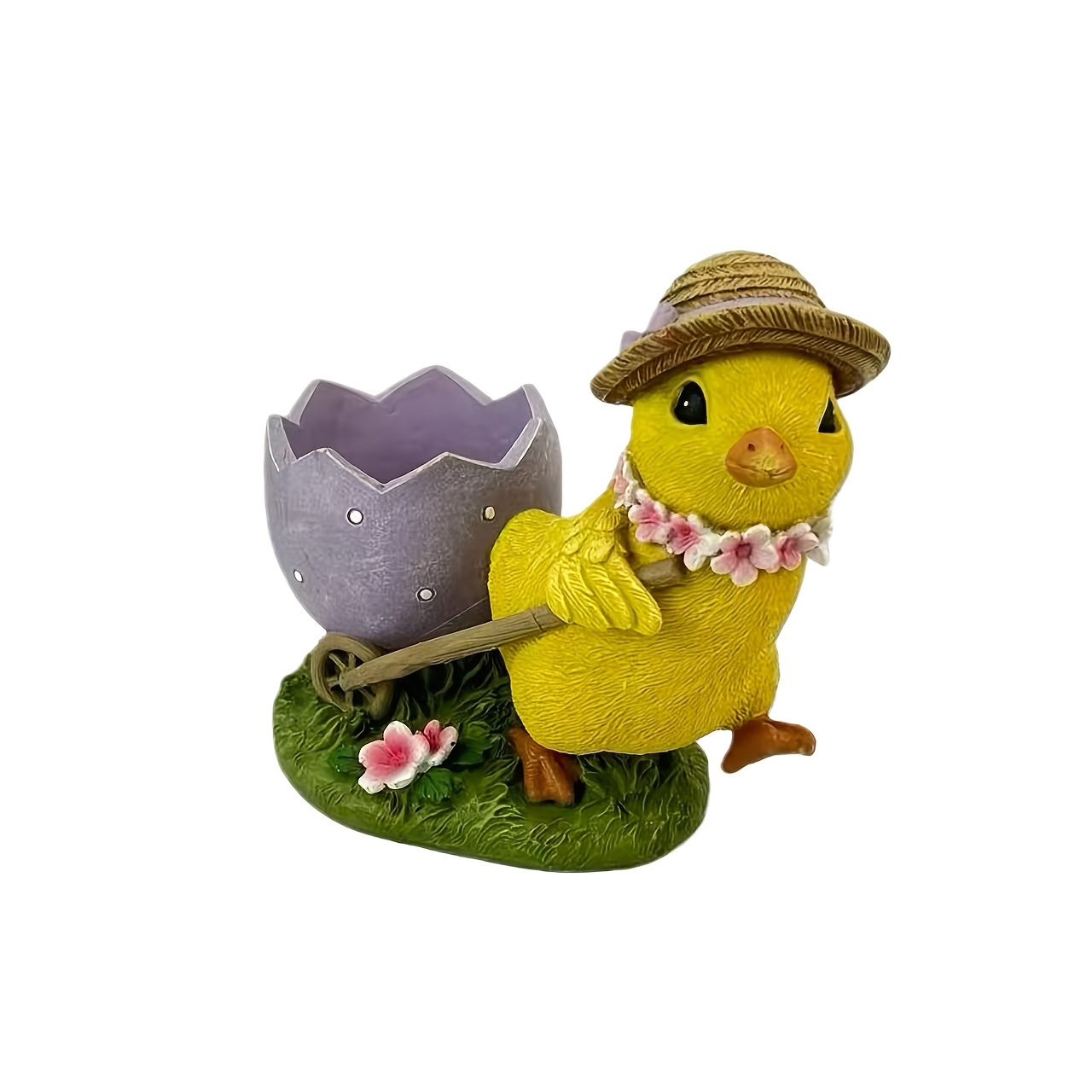TEMU Adorable Little Resin Ornament, Pushing A Small Purple Cracked Eggshell Cart. An For Easter Desktop Decor! Made Of Resin, Hand-painted With