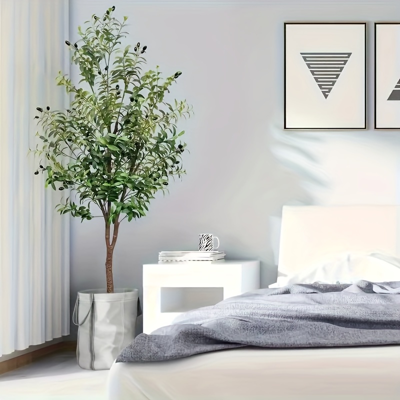 Un Olivo Artificial Grande con Hojas Realistas y Frutos de Olivo - Ideal para Interiores y Exteriores (Maceta No Incluida) - Fabricado en Plástico Duradero de Bajo Mantenimiento, Perfecto para el Hogar, la Oficina, la Sala de Estar