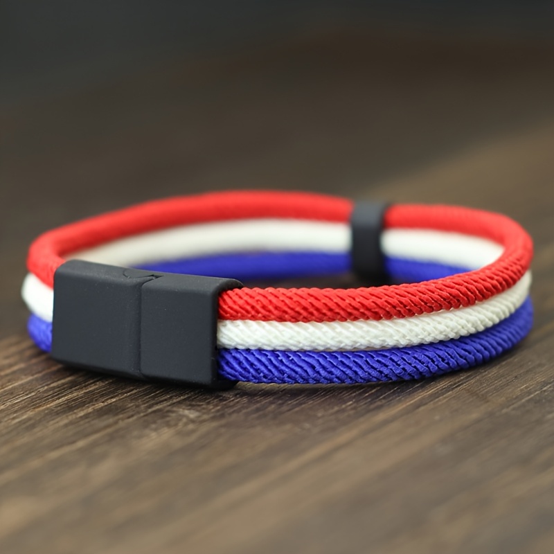 Men's Patriotic Flag Bracelet, Adjustable & Lightweight