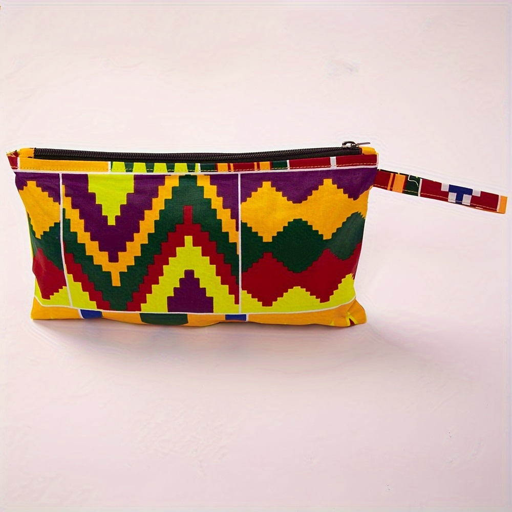 

African Print Coin Purse, Bohemian Zipper Mobile Phone Bag, Western Aztec Style Clutch Bag For Women