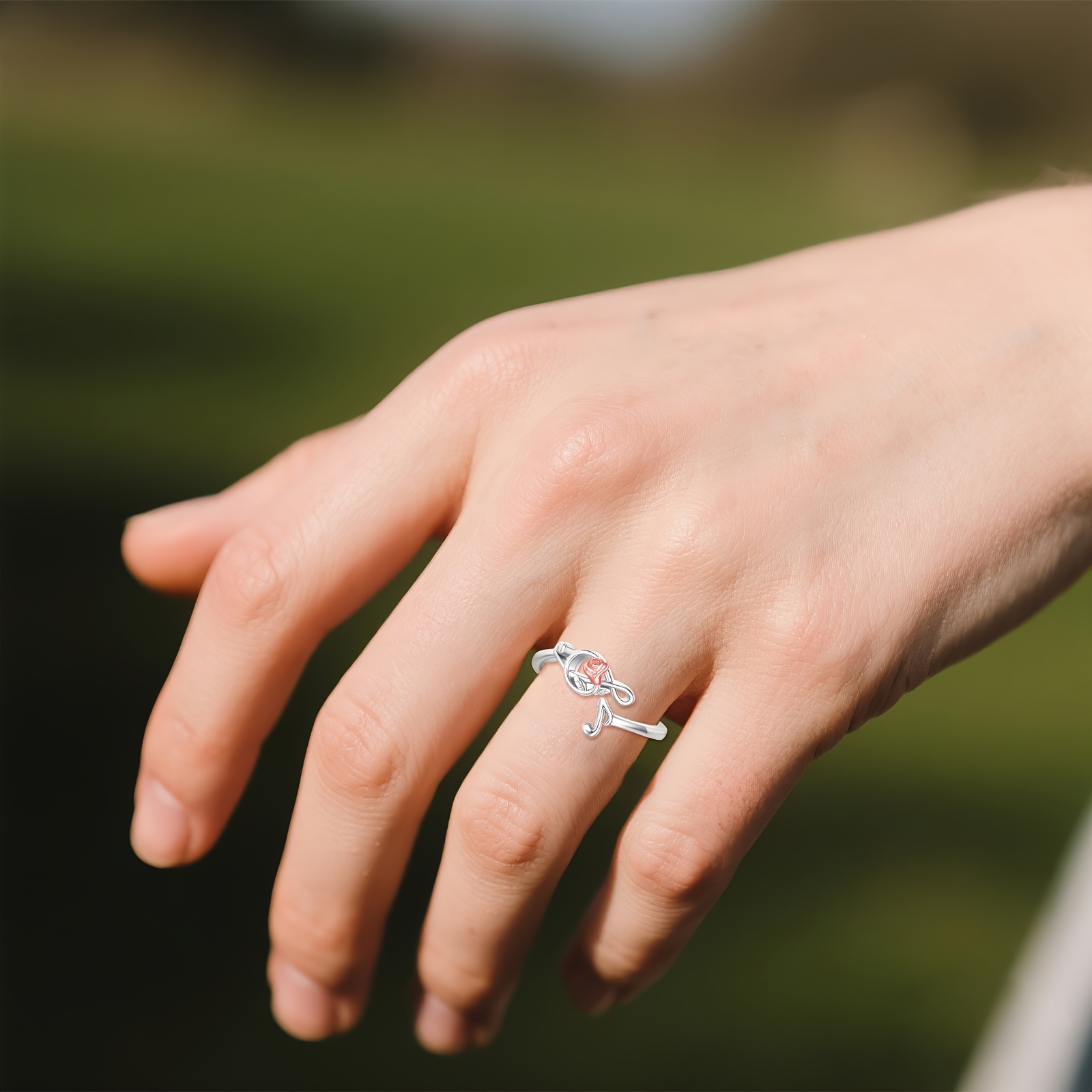 Women's Adjustable Music Note Ring in 925 Sterling Silver — Gift for Music Lovers