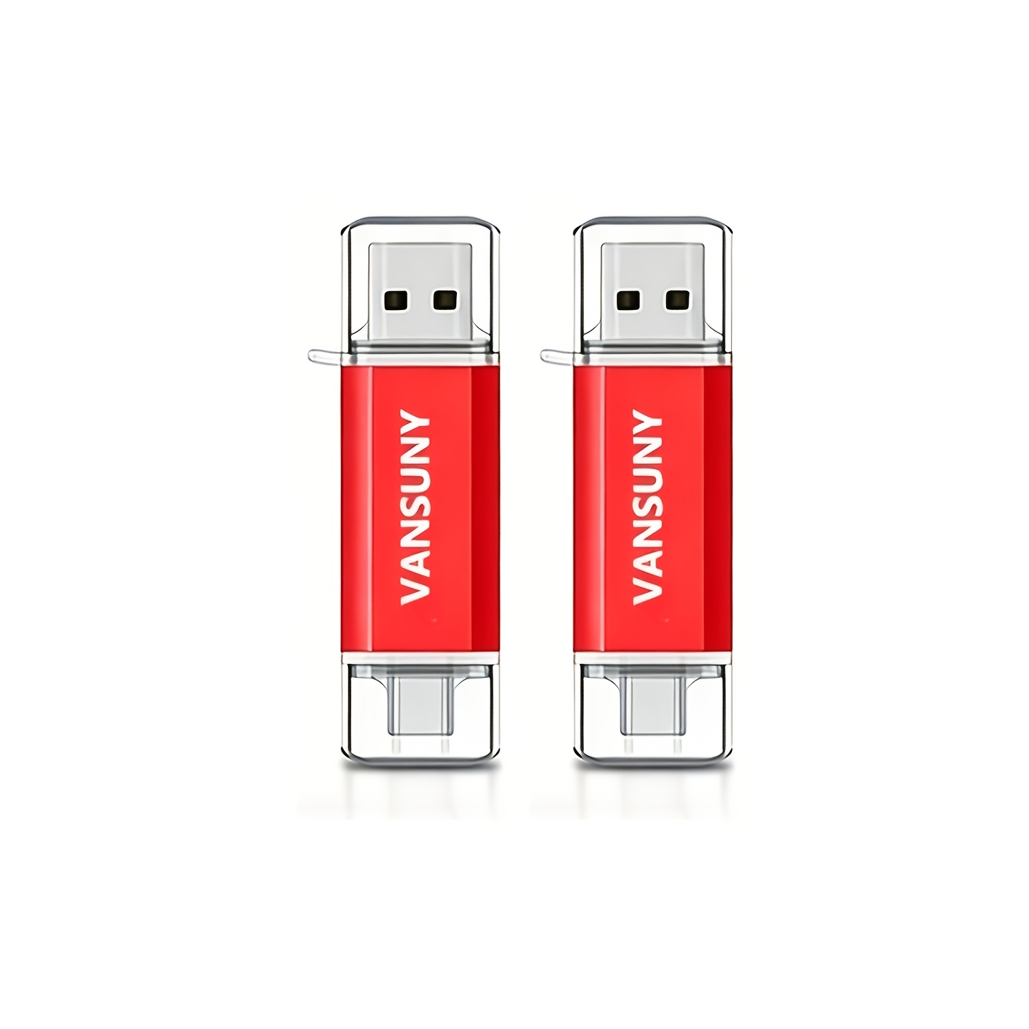 TEMU Vansuny 2-pack 128gb 64gb 32gb Usb-c And Usb-a Flash Drives, Usb 2.0 Otg 2-in-1 Compact And Portable, Suitable For Backup, File Storage, Sturdy