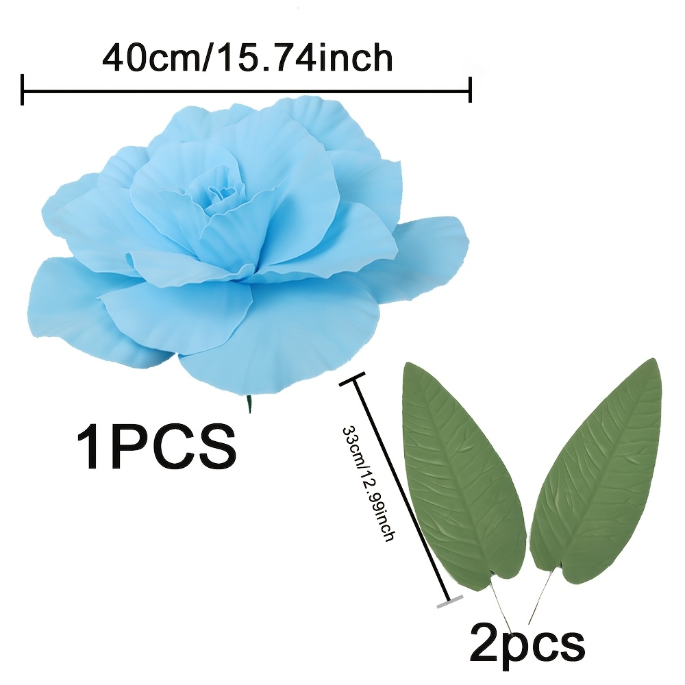 TEMU Set da 3 pezzi di rose artificiali grandi in schiuma PE con foglie realistiche, adatte per matrimoni, feste, sfondi fotografici - Decorazioni da