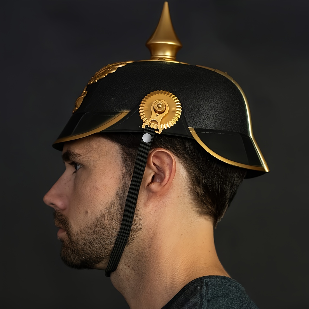 German Spike Hat German Officer Spiked Helmet Black Golden