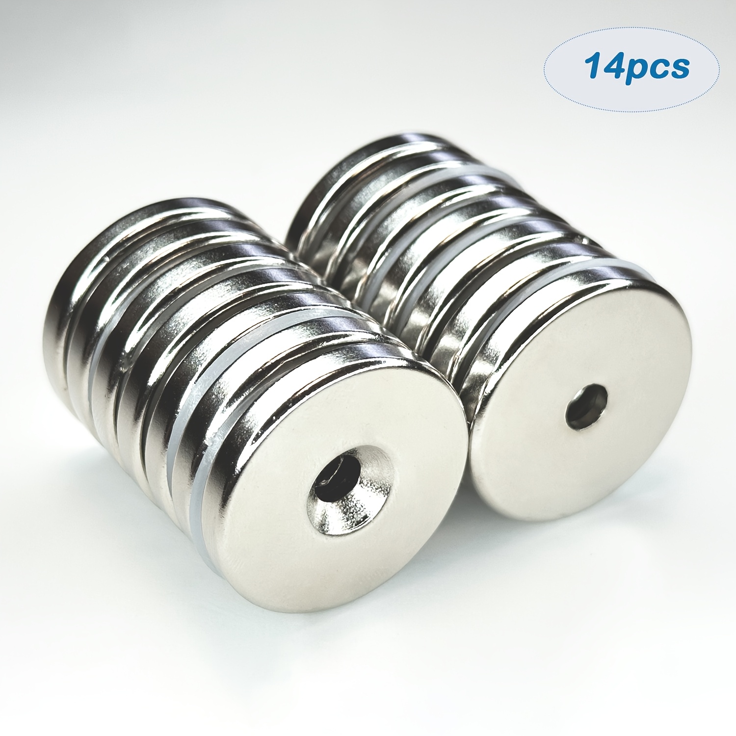 Image of 14pcs, 30x5mm Round Magnets With Holes, Disc Countersunk Hole Magnets For Scientific, Laboratory, Industrial, Tool Storage Etc