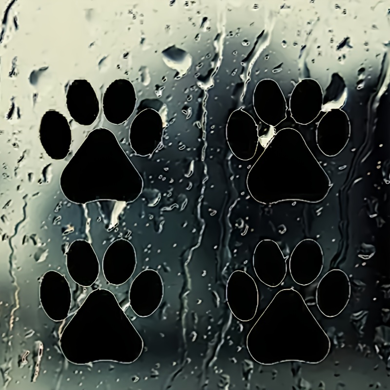 4pcs Paw Print Decals, Dog, Car, Truck, Wall, Vinyl Window Stickers