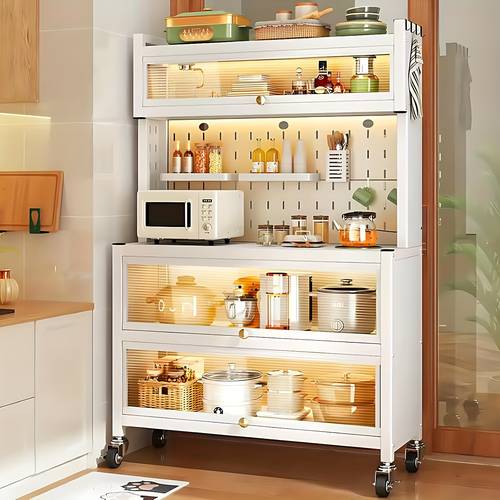 5 tier bakers racks for kitchens microwave stand with storage kitchen buffet table farmhouse coffee bar with large capacity and side hooks for kitchen hutch home office pantry garage