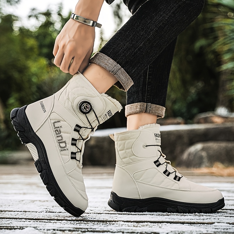 Botas de Media Caña para Hombre - Zapatos Impermeables Antideslizantes con Cierre Sin Cordones, Plantilla Acolchada EVA - Parte Superior PU y Suela PVC para Senderismo, Camping, Uso Diario - Botas Cómodas Todo el Día en Clima Frío - Regalo Ideal para Hombres, Calzado Deportivo, Interior Forrado en Tela