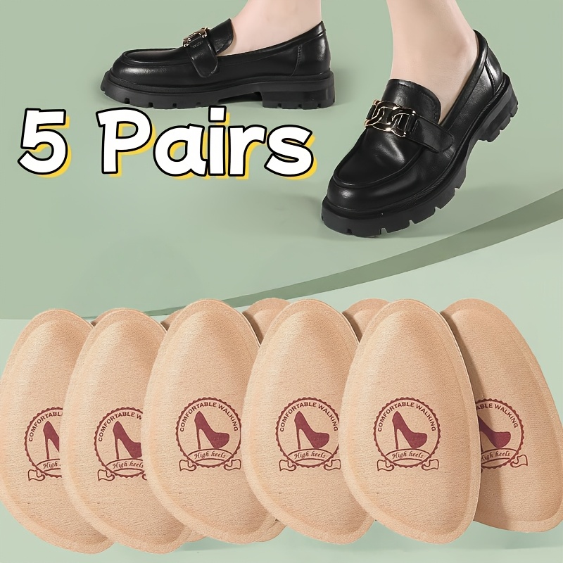 TEMU 5 Pairs Soft High Density Foam Forefoot Inserts, Anti-slip Cushion Pads For Women's High Heels & Flats, Breathable Comfortable Foot Care