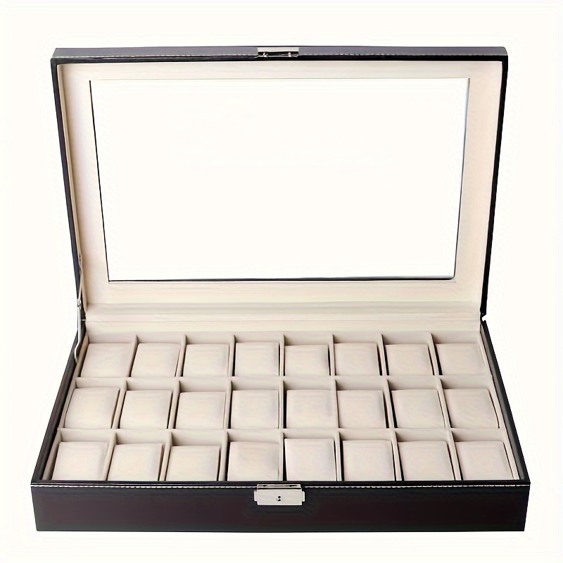   slot   leather watch storage box large capacity   organizer with secure latches elegant   for display and protection watch display case   holder sophisticated     lining