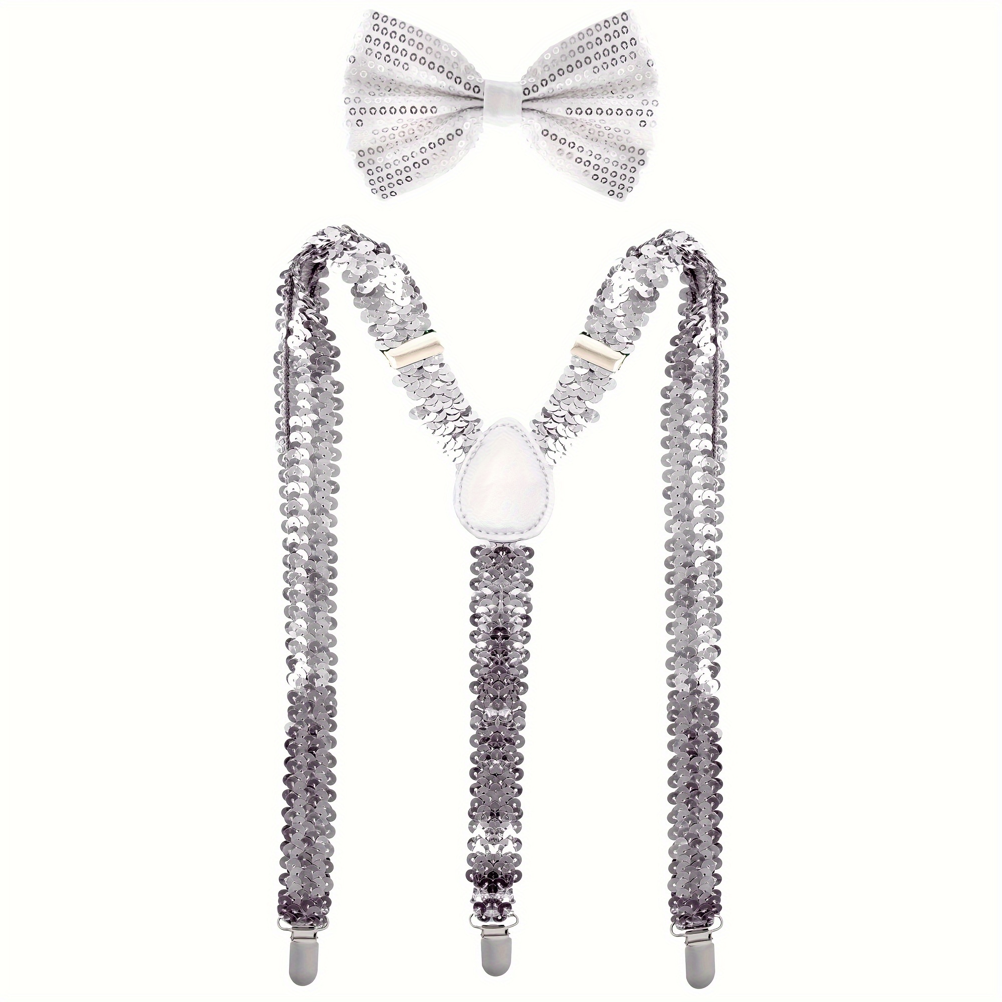 White Sequin Suspenders