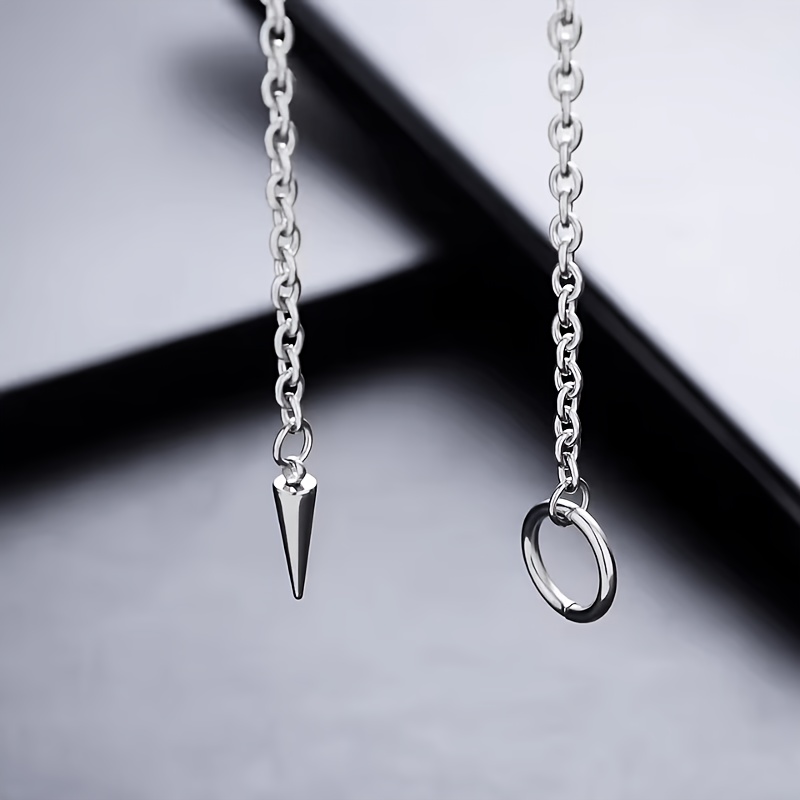 Couple Minimalist Hip-Hop Circle Cone Pendant Titanium Steel Necklace
