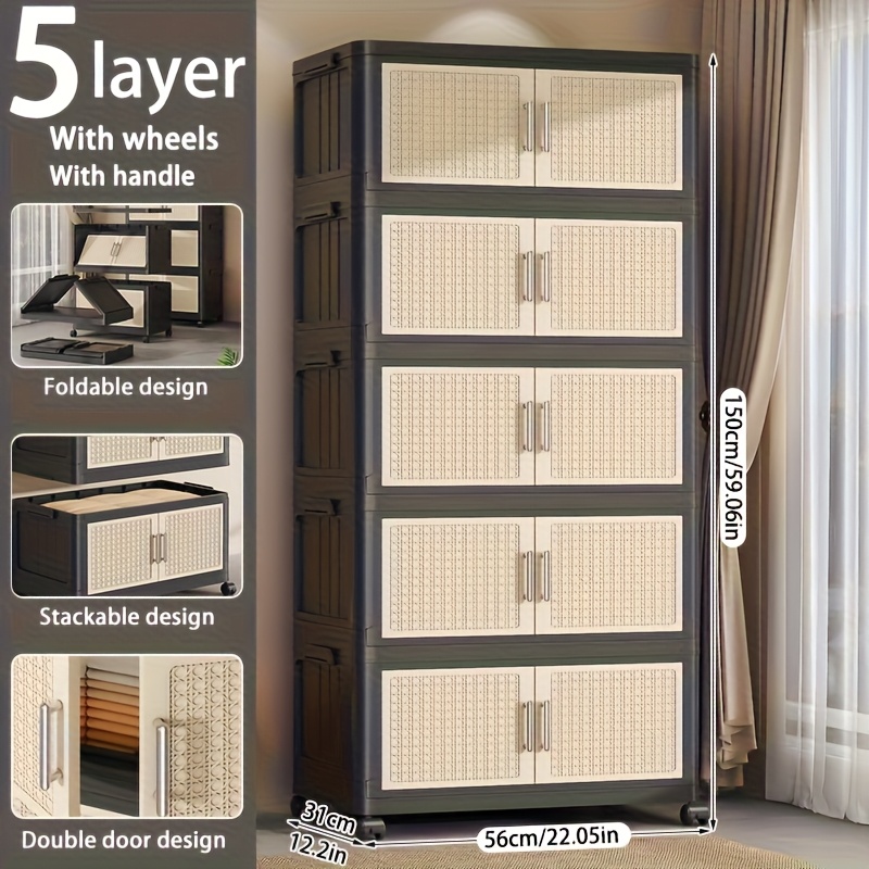 Large-Capacity Plastic Storage Bin with Lid, Foldable Storage Bin