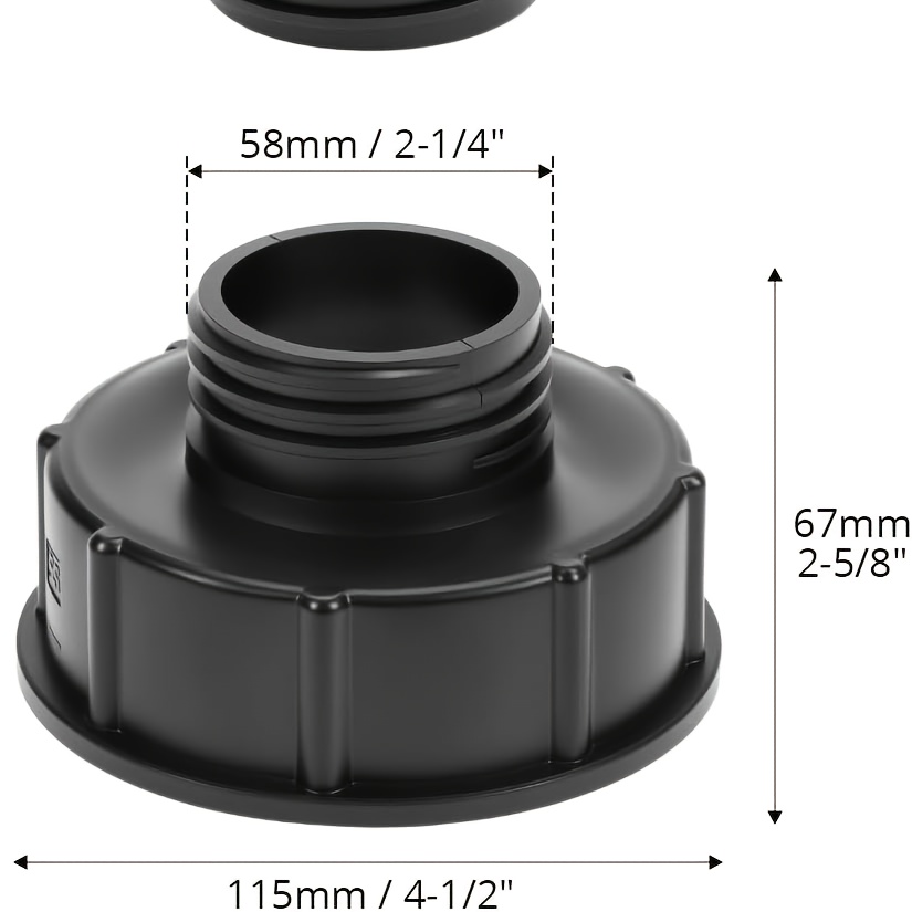 Ibc Tank Adapter, Black S100x8 To S60x6 Accessory Ibc Tank Connector