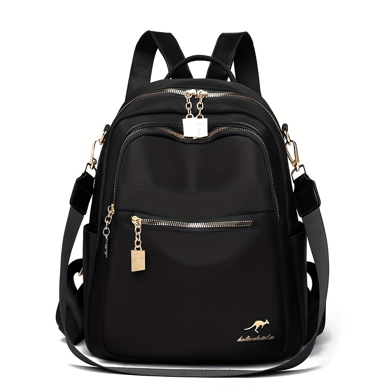 Image of Oxford Fabric Women's Backpack - Large Capacity Travel Daypack With Adjustable Straps, Multiple Zippered Compartments & Front Pockets, Casual Bag For Work, College, Daily Use (black)