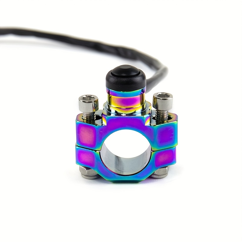 TEMU Motorcycle Additions Modified Aluminum Alloy With Seat Start Headlight Metal Self-reset Switch Light Handlebar Seat Switch