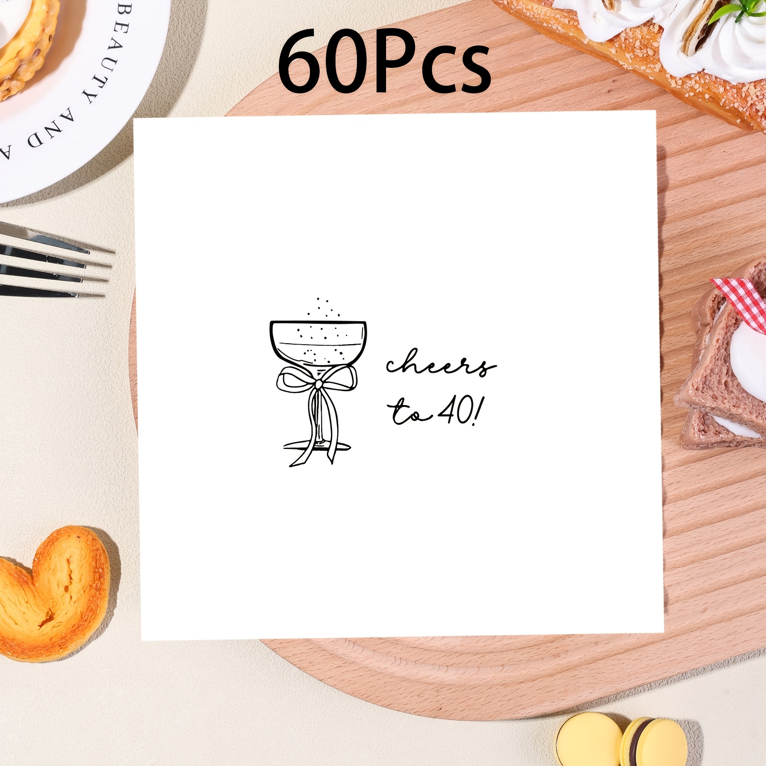 Image of 20pcs/40pcs/60pcs, Toasting To Napkins, 40th Birthday Napkins, Bow Birthday Bow Party Napkins, Napkins With A Bow And Wine Theme, Ideal For Celebratory Events For Halloween、christmas
