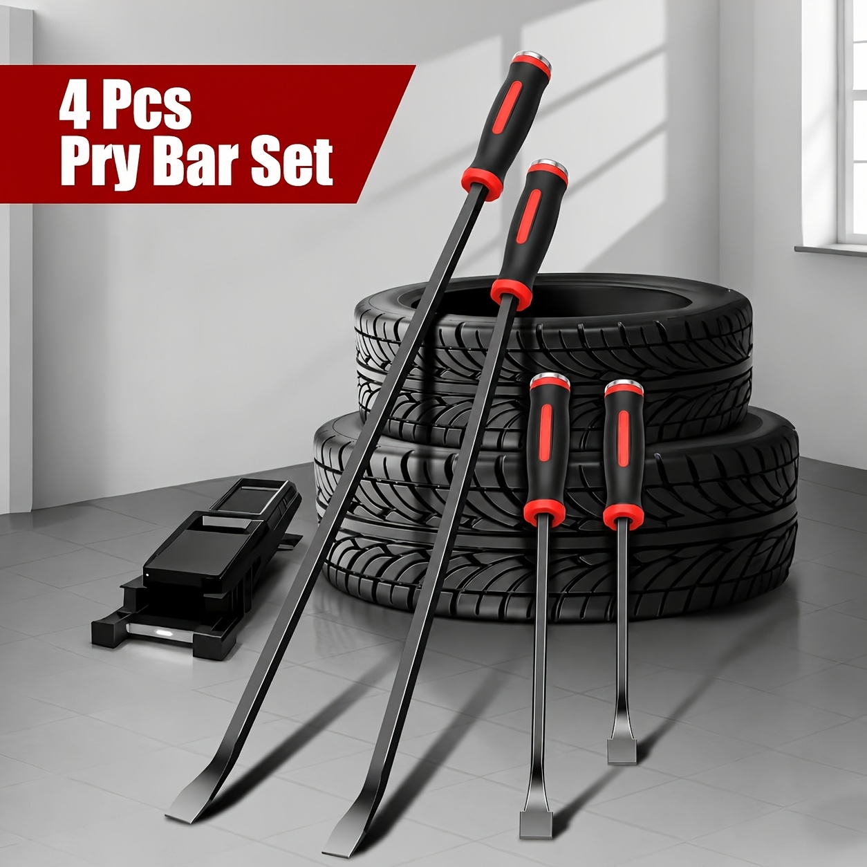 TEMU 4pcs Pry Bar Set, Heavy-duty Thickened Impact Manual Mechanical Tool For Automotive Dismantling, Nail Pulling, And Prying Tasks