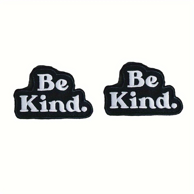2pcs Inspirational Embroidered Iron-on Patches, "be Kind" & Mental Health Awareness, Mixed Color, For Jackets & Backpacks Decor