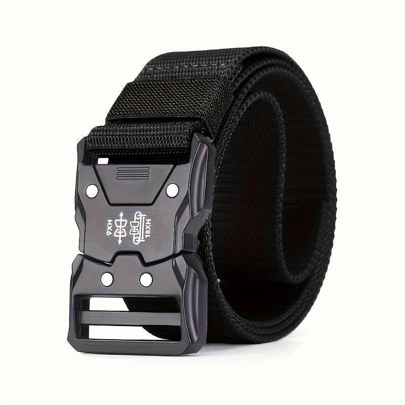 Men's Tactical Canvas Belt -release Plastic - Adjustable, Fabric, Suitable For Outdoor Sports, Training, And Casual Wear - Unisex Design