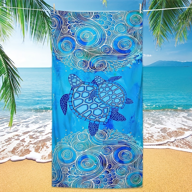 

Nature Inspired, Microfiber Beach Towel With Sea Turtle Design - Lightweight, Quick-dry & - Beach, Pool, Camping & Travel