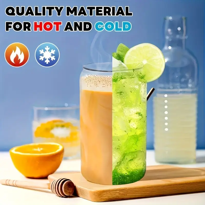 6 8 16pcs glasses 16oz insulated glasses with lids and straws jar glasses for gifts parties drinking glass sets iced coffee mugs cute tea mugs homemade drinking glasses Product details 2